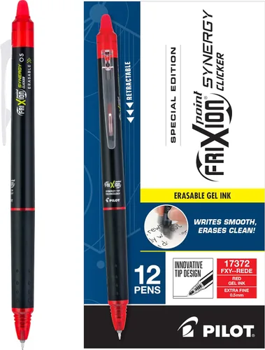 Miniatura 9 de PILOT FriXion Synergy Bolígrafos de tinta de gel retráctiles con clic borrables, punta extra fina de 0.5mm, tinta negra, docena