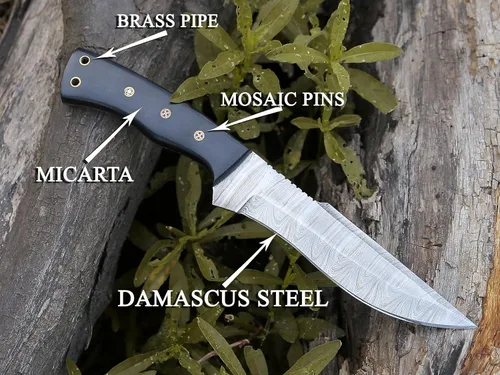Miniatura 2 de HMC - Cuchillo de acero de damasco, cuchillos de caza de hoja fija, cuchillo de caza de ciervos de espiga completa, cuchillo de manualidades