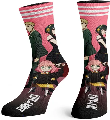 Bioworld Spy x Family Crew Calcetines para hombres y mujeres, manga Anime Anya Loid Yor Calcetines sublimados 1 par, Multi colorido