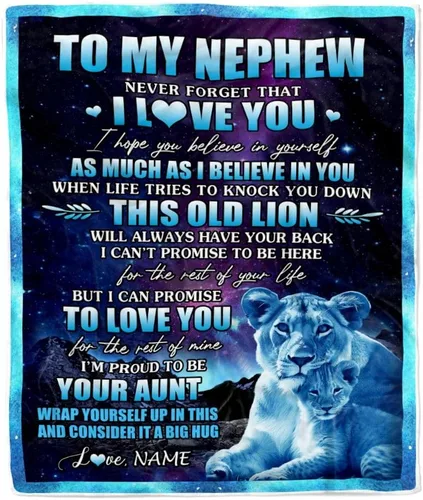 Miniatura 12 de Manta personalizada con texto en inglés «To My Nephew from Aunt Uncle Auntie I Love You Hugs» (texto en inglés) con texto en inglés «To My Nephew»