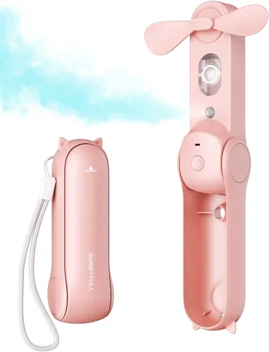 SWEETFULL Ventilador de Nebulización Portátil, Ventiladores Nebulizadores Personales de Mano, Ventilador Pequeño Recargable, Mini Rociador de Rosa