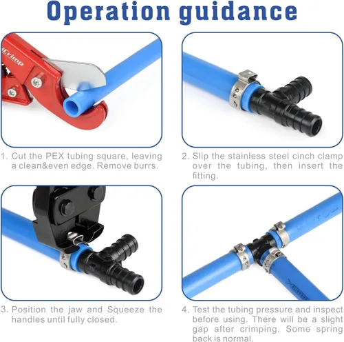 Miniatura 7 de iCrimp Herramienta de cincha PEX para abrazadera de acero inoxidable, sujeción vertical y paralela de 3/8 pulgadas a 1 pulgada -CRP650