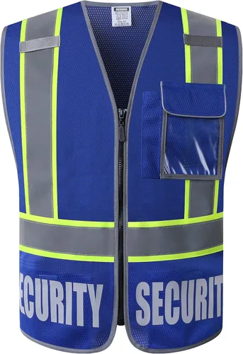 Miniatura 8 de Chaleco de Seguridad para Hombres y Mujeres Chaleco de Seguridad Reflectante con 5 Bolsillos y Cremallera Frontal Chaleco de Malla de Alta Negro