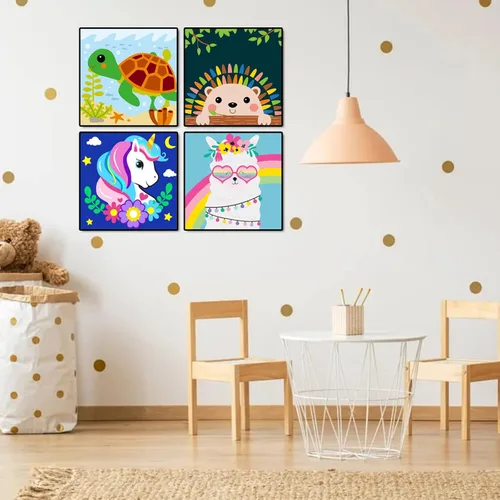 Miniatura 3 de CarlonLin Paquete de 4 pinturas enmarcadas por números para niños, pintura por números para niños de 8 a 12 años, kits de pintura por números