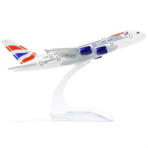 Miniatura 13 de 1/400 Francia A380 Modelo Avión Modelo Metal Diecast Kit de modelo de avión para Airbus A380 (5.5 pulgadas L) con soporte de avión de exhibición E.