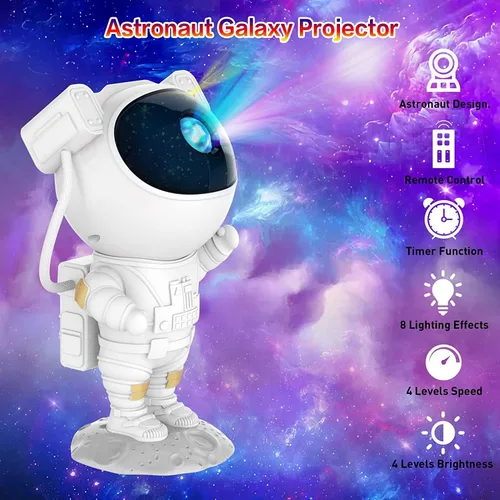 Miniatura 8 de Proyector de luz de astronauta, proyector de galaxia para dormitorio, proyector de estrellas con lámpara de luna, luz nocturna LED de nebulosa