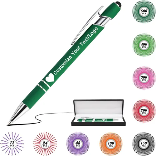 Miniatura 96 de Bolígrafos personalizados con nombre y logotipo, hasta 500 bolígrafos personalizados a granel con grabado gratis regalo para cumpleaños, graduación