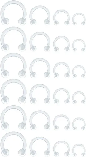 Miniatura 10 de MODRSA 16g 20g Mix Clear Piercing Retainers Plastic Septum Retainer Clear Nose Studs for Work Flexible Lip Plastic Earring Studs for Sport Surgery