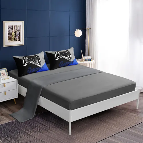 Miniatura 3 de Juego de ropa de cama de 6 piezas para videojuegos, juego de edredón para niños con sábana encimera, sábana bajera, fundas de almohada, funda de A37