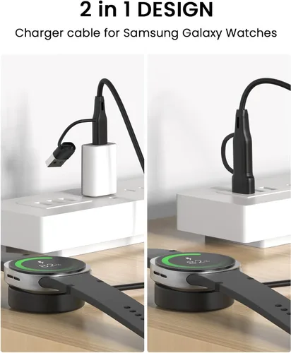 Miniatura 3 de Cargador 2 en 1 para Samsung Galaxy Watch 8/8 Classic/7/Ultra 3.3 pies USB C/A Cable de carga de repuesto para Galaxy Watch FE/6/6 Classic/5