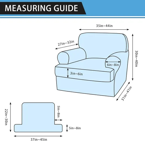 Miniatura 2 de Fundas para sillón con cojines en forma de T de 2 piezas, apariencia de cuero, funda para sofá, funda para silla, protector elástico para muebles