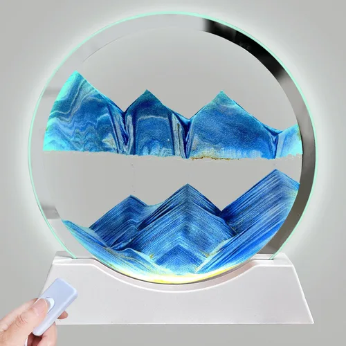 Miniatura 8 de Aoderun Arte de Arena en Movimiento de 7" con Movimiento Líquido con Luz, 3 Colores Cambiantes, Cuadro de Arte de Arena en Movimiento de Vidrio Verde