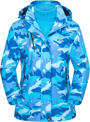 Miniatura 13 de MAGCOMSEN - Abrigos de invierno 3 en 1 para mujer, chaqueta de esquí impermeable, cortavientos, con forro polar, parka