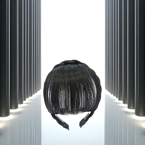 Miniatura 3 de Jowxsx Extensiones de cabello humano 100% negro, con clip, color negro medio, fleco con flequillo, con red agradable, flequillo plano natural
