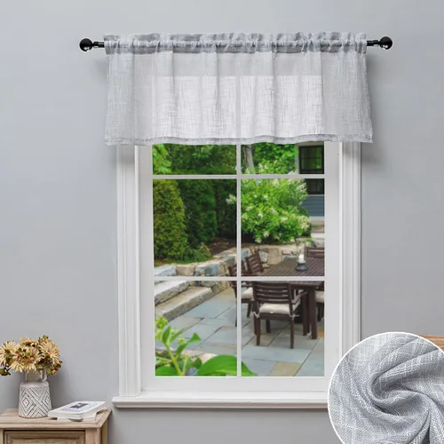 Miniatura 14 de Beda Home - Paneles de cortina texturizados de lino para cocina, sala de estar; paneles cortos rústicos filtrantes de luz para ventanas pequeñas