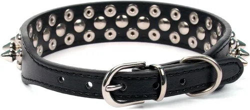 Miniatura 3 de Collar ajustable de piel sintética con remaches de clavos para gatos, cachorros y perros.