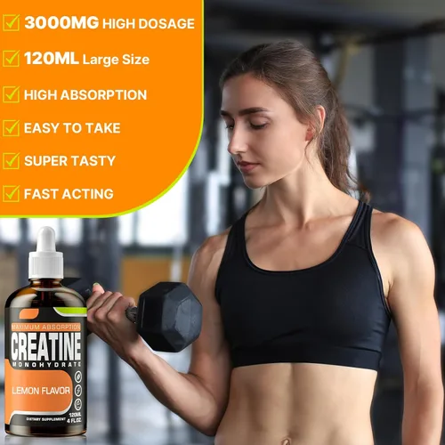 Miniatura 7 de Monohidrato de creatina, creatina líquida para masa muscular, fuerza, glúteos, glúteos y resistencia, creatina para mujeres y hombres con colágeno