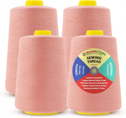 Miniatura 61 de Mandala Crafts 4 Pack of Serger Threads Cones Spools - 20S/2 24000 Yards Polyester Baby Blue Threads for Sergers Machine and Overlock Quilting
