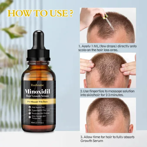 Miniatura 5 de Paquete de 2 sueros para el crecimiento del cabello de minoxidil al 5%, tratamiento para el crecimiento del cabello para hombres y mujeres