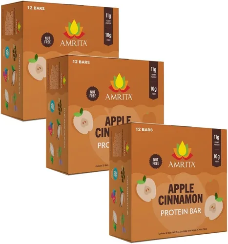 Miniatura 19 de Amrita Pack Variado Sin Frutos Secos de Barras de Proteína Veganas (Paquete de 12 x 3) Barra de Proteína a Base de Plantas de 11g a 12g Sin
