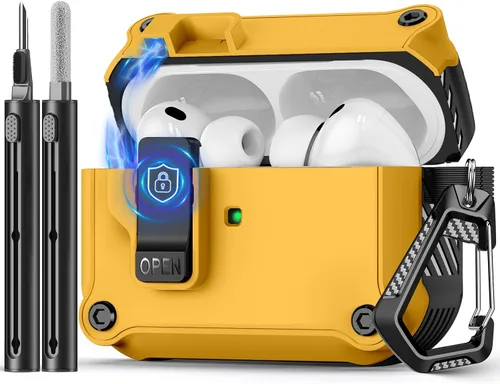 Miniatura 15 de Pohgelan - Funda compatible con AirPods Pro 2ª/1ª (azul) Cerradura magnética automática con kit de limpieza, compatible con Magsafe