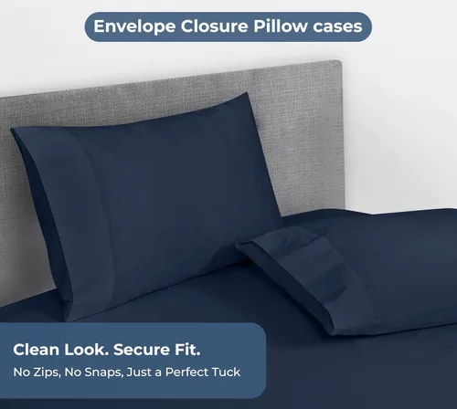 Miniatura 4 de Royale Linens Sábana bajera con funda de almohada, sábana bajera individual con 1 funda de almohada, 300 hilos, 100% algodón orgánico, se adapta a