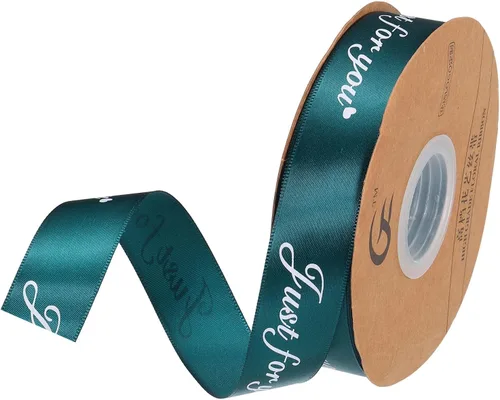 MECCANIXITY Cinta de satén de 1 pulgada de ancho y 50 yardas de ancho Just for You, cinta de grogrén personalizada de San Valentín para envolver