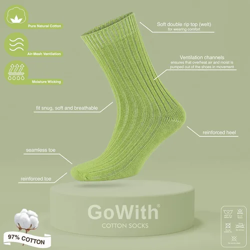 Miniatura 3 de GoWith 4-5 pares de calcetines unisex naturales 97% algodón, cómodos, cómodos, transpirables, sin costuras, calcetines casuales para hombres