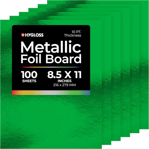 Miniatura 16 de Hygloss Hojas de cartulina metálica, 100 hojas de oro mate, 8.5 x 11 pulgadas, resistentes, 10 puntos, papel de cartón metálico para manualidades