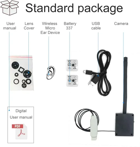 Miniatura 9 de Cámara IP WiFi 4K Módulo de cámara oculta con auricular inalámbrico Lente flexible larga Detección de movimiento y batería externa Comunicación