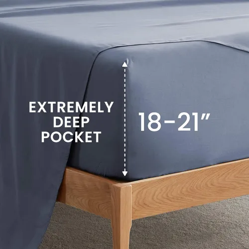 Miniatura 5 de SLEEP ZONE Juego de sábanas de bolsillo extra profundo de 18 pulgadas para niños, 3 piezas, sábanas súper suaves para colchones profundos