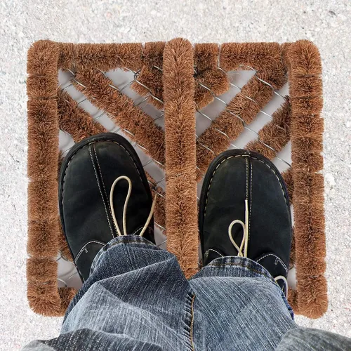 Miniatura 6 de NINAMAR - Alfombrilla para puerta con raspador de botas de coco natural - 13 x 12 pulgadas 1 unidad.