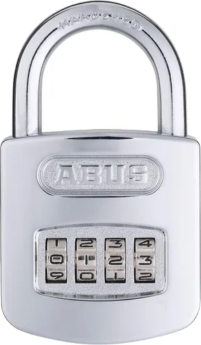 ABUS 160/50 B 160 All Weather Chrome 4 Dial Combinación Candado, Negro/Plata
