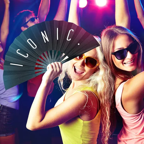 Miniatura 5 de Amyhill Paquete de 2 ventiladores chinos Rave icónicos grandes plegables para festivales con voz para hombres y mujeres, actuaciones de fiesta