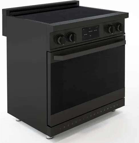 Miniatura 2 de Rango de inducción profesional deslizante de 30 pulgadas, estufa eléctrica de 4 quemadores con horno de convección, función de freír aire, piedra