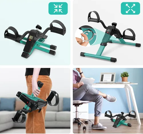 Miniatura 3 de Uten ejercitador de pedales plegable, ejercitador de pedales de bicicleta bajo escritorio, mini bicicleta de ejercicio bajo escritorio con pedal