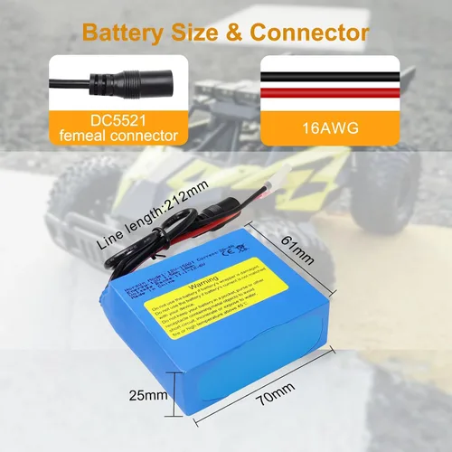 Miniatura 3 de Batería recargable de iones de litio de 12 V 1500 mAh, paquete de baterías de repuesto de cable de cables desnudos con cargador de 12 V