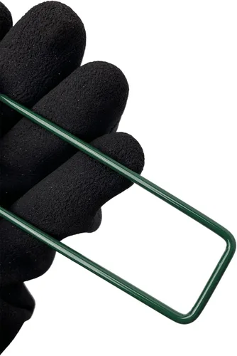 Miniatura 3 de 15 estacas de metal para jardín, grapas de paisaje de 6 pulgadas, estacas de esmalte verde horneadas en U para suelo para barrera de malezas
