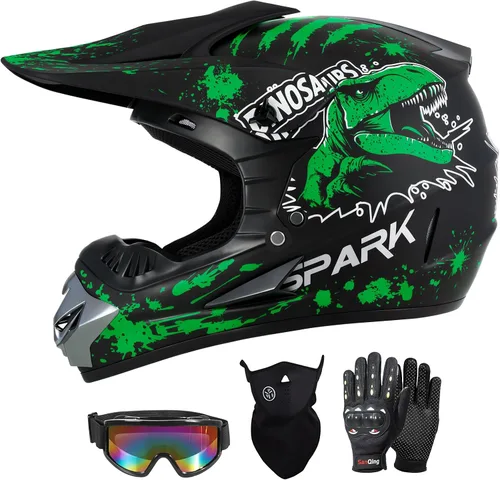 Miniatura 12 de SPARK Youth Kids Dirt Bike Helmets - Lightweight & Vented, Full Face, 4Pcs Set with Gloves, Goggles & Mask for Ages 5-14 (Motocross ATV Off-Road)