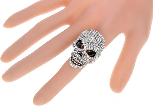 Miniatura 3 de Szxc Anillo elástico de calavera para mujer, tamaño 7 a 9, anillo de banda elástica, mandíbula móvil, soporte para bufanda de seda, joyería