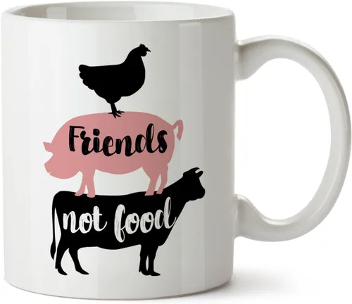Delicious Accessories Friends Not Food - Taza de café vegatariana vegana de cerdo de vaca, 11 onzas