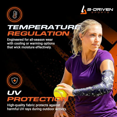 Miniatura 5 de B-Driven Sports Pro Fit - Manga de compresión para hombres, mujeres y jóvenes, baloncesto, béisbol, fútbol, diseños digitales individuales