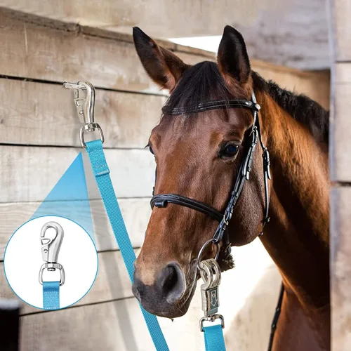 Miniatura 6 de Cross Ties for Horse,Heavy Duty Nylon Trailer Tie with Strong Panic Snap and Bull Snap,Adjustable Length from 45.2" to 78.7",Professional Horse Azul