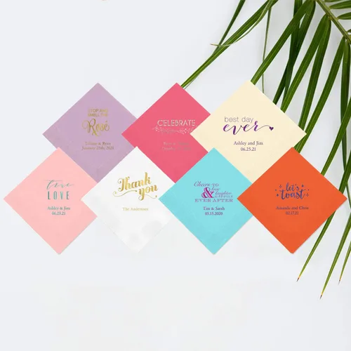 Miniatura 2 de Weddingstar - servilletas de papel impresas personalizables Negro