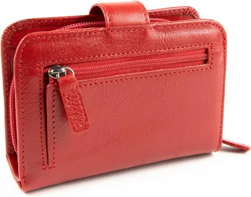 Miniatura 4 de Billetera de cuero RFID de acordeón, Rojo, Contemporáneo
