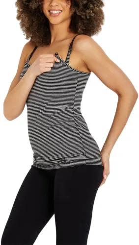 Miniatura 23 de Motherhood Maternity Camiseta sin mangas de lactancia con clip para mujer con correas ajustables y brasier integrado para lactancia materna