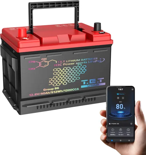 Miniatura 13 de TET - Baterías de arranque y parada para coche BCI Group 24, batería automotriz sin mantenimiento, 12.8 V, 60 Ah, 768 Wh 1500 CCA