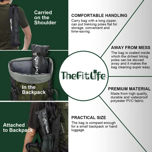 Miniatura 6 de TheFitLife Bastones de senderismo plegables para senderismo – Bastones plegables ligeros para hombres y mujeres con mango de espuma extra largo