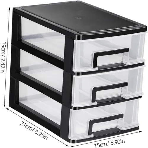 Miniatura 3 de SEWACC Organizador de almacenamiento de cajones de escritorio transparente estante gabinete transparente de tres capas para una gestión eficiente