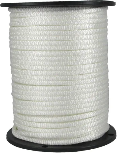 QNR - Cuerda de poliéster blanca de 1/4 pulgadas, cuerda de utilidad Dacron trenzada sólida, carrete de 500 pies, cable industrial resistente a los